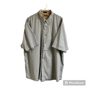 Wrangler Hero Men’s XXXL Plaid Short Sleeve Button Down Shirt Blue And White